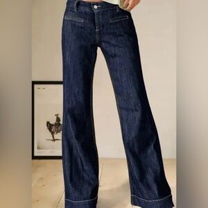 Flamingals Wash Welt Pocket Flap Decor Mid Rise Straight Leg Jeans Sz Small NWT